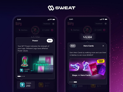 Sweat Wallet: Sweat Hero Tooltips product design tooltips user experience design user interface design