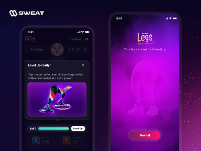 Sweat Wallet: Sweat Hero Level up crypto product design user experience design user interface design