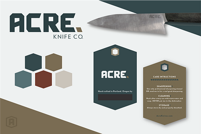 Acre Knife Co. Visual Identity branding card design graphic design hangtag kitchen knife logo mockups packaging print design tags wordmark