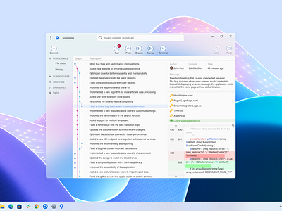 Sourcetree Redesign Concept for Windows 11 desktop app fluent design system win ui windows 11