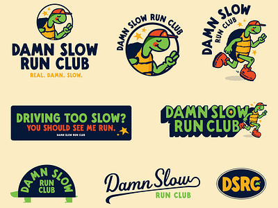 Damn Slow Run Club Branding branding bumper sticker illustration logo running slow stickers turtle