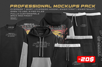 Professional apparel mockups pack 8 PSD templates apparel design mockups customizable t shirt fashion mockup psd high quality mockups hoodie jogger oversized hoodie mockup pants photoshop mockup pack psd psd apparel mockups pullover shirt shortpant streetwear mockup pack sweatpant sweatpant mockup psd sweatshort sweatshort mockup