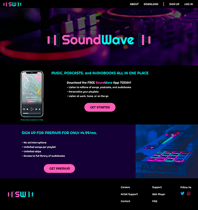 SoundWave Music App Website Design desktop graphic design mobile music app ui ux web design website