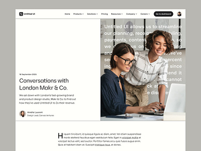 Minimal blog — Untitled UI article blog blog post minimal modern split layout split screen ui library web design webflow website design
