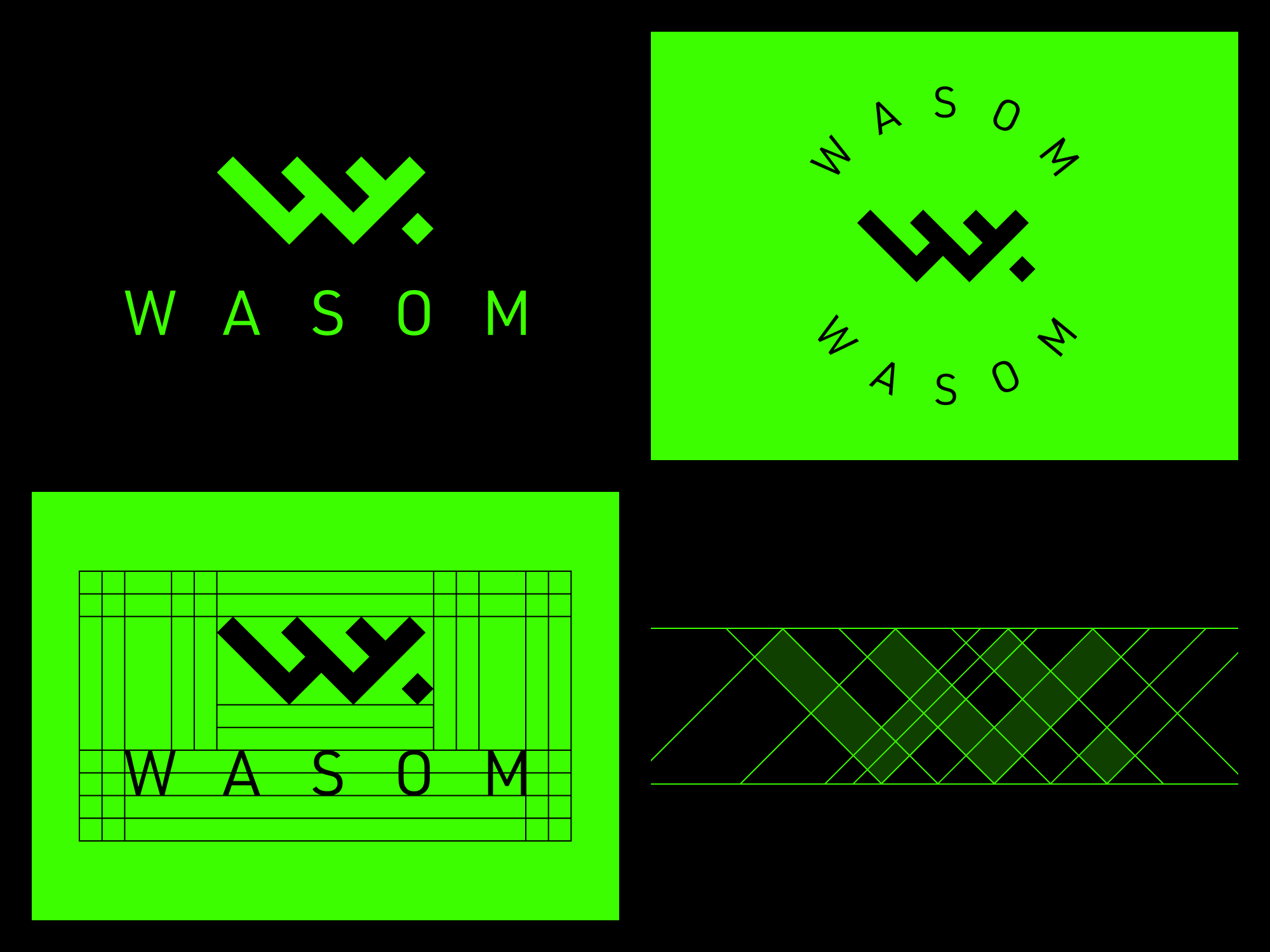 W A S O M art direction black brand brand identity branding clothing brand clothing line green identity logo logo design logomark logotype minimal streetwear streetwear brand streetwear line typography visual identity wordmark