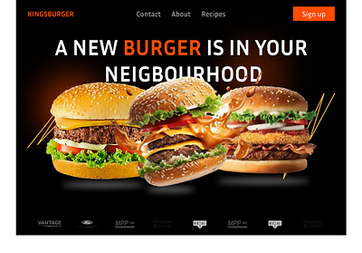 King burger hero section design ui