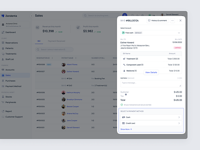 Zendenta - Detailed Patient Billing in SaaS Dental Clinics app billing clinic dental dentist ehr emr hospital management medical records payment product design saas saas dental saas design sales ui ux web app web design