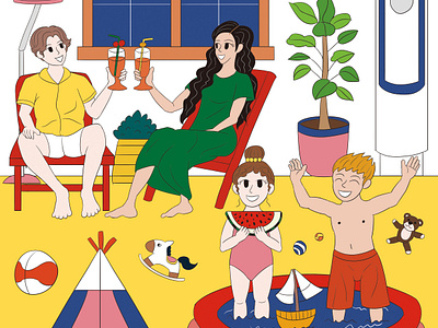 Vacance at home illustration for magazine artwork collaboration drawing family graphic design home house illustration korean magazine summer vacance vacation