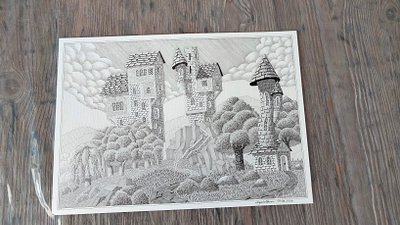 07.08.2024 cartoon castle fairy tale fantasy forrest houses landscape medieval tower