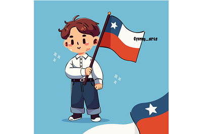 Illustration for Fiestas Patrias Chile boy cartoon celebration chile chilean commemorate culture day decoration festival fiestas flag government independence joy national patrias pride proclamation proud