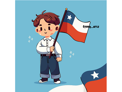 Illustration for Fiestas Patrias Chile boy cartoon celebration chile chilean commemorate culture day decoration festival fiestas flag government independence joy national patrias pride proclamation proud