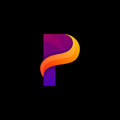 initial letter P colorful logo design simple