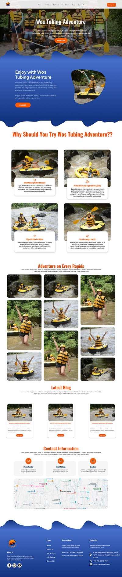 Wos Tubbing Adventure UI Design branding design ui ux web