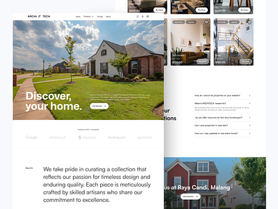 ARCHITECH - Landing Page architecture clean furniture home home property landing page market property minimalist property ui design uiux web web design webapp website