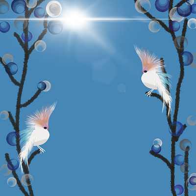 Birds in the sun birds blue day illustration sun tree