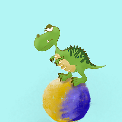 Dino on a ball ball blue dino dinosaurus for boys for kids green