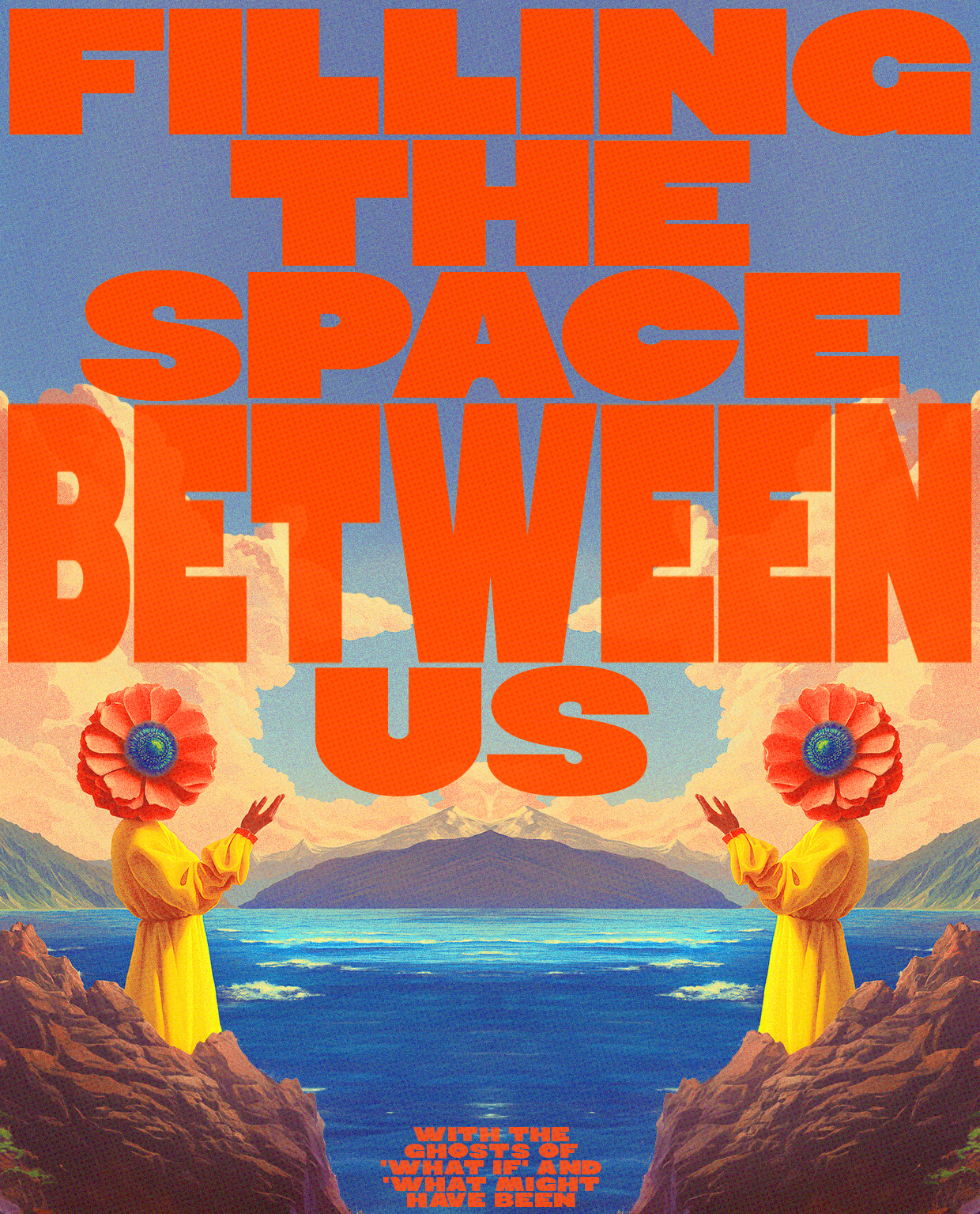 Filling the Space Between Us digital animation distance fantasy floral flowers graphic design illustration long distance love nature poster design retro retro poster surreal vintage