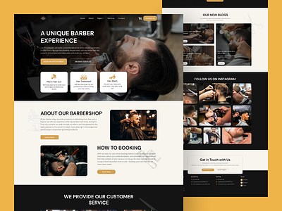 Barber shop landing page e commerce ui ux website