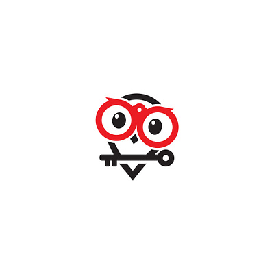 Owl Key Logo animal apartment bird branding cute door eye face fly home house icon key logo nocturnal owl property real estate solution vector