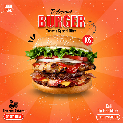 Burger poster for instagram.. branding graphic design ui