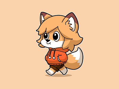 Little Fox in Hoodie cartoon character character design chibi cute fox furry hoodie illustration little vector walking