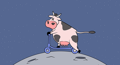 Space Cow 2d after effects animal animation argentina cow cute draw freelance gif illustration illustrator motion designer motion graphics space