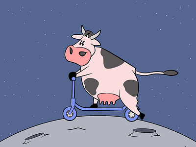 Space Cow 2d after effects animal animation argentina cow cute draw freelance gif illustration illustrator motion designer motion graphics space