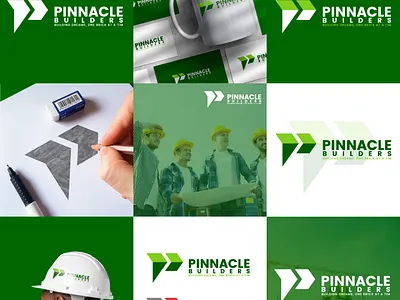 Pinnacle Builders Logo , P Logo, Construction Logo. atik mansur best logo brand identity branding builders logo business card construction logo graphic design graphic designer logo logo design logofolio motion graphics p logo design