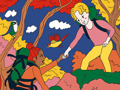 an autumn climbing Illustration artwork autumn autumnleaves character climbing drawing fall graphic design illustration korean mountain season