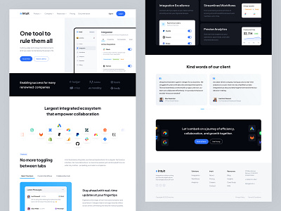 Intuit - Homepage automation clean collaboration dasboard ecosystem hero homepage integration landing page minimal platforms product design saas tools ui user interface web design workflow