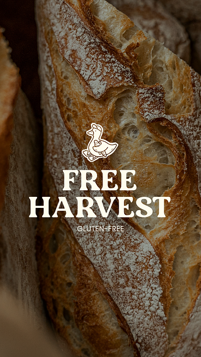 Free Harvest - Branding & Package Design bakery bakery logo bold logo branding branding design bread duck duck logo food logo gluten free logo branding logo design