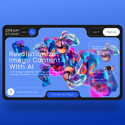 AI image website landing... branding graphic design ui