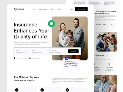 PixeSaaS - Life Insurance Solution 🛡️ broker care design health healthcare insurance insurance company insurance landing page insurance website insurtech landingpage management medical medtech product saas telemedicine ui uxdesign website