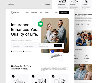 PixeSaaS - Life Insurance Solution 🛡️ broker care design health healthcare insurance insurance company insurance landing page insurance website insurtech landingpage management medical medtech product saas telemedicine ui uxdesign website