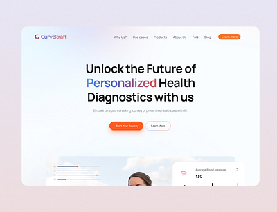 Landing page design for healthtech company dailyui design figma illustration shadesigns uidesign webdesign