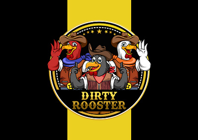 Cowboy Rooster Mascot Logo for Chicken Restaurant chicken logo cowboy illustration logo menu restaurant rooster logo rooster mascot logo vector