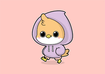 Hoodie Bird bird cartoon character character design chibi cute hoodie illustration little vector walking