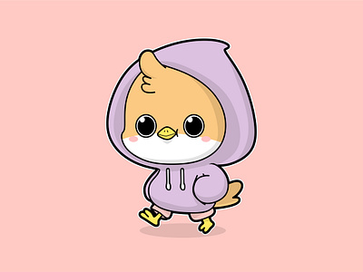 Hoodie Bird bird cartoon character character design chibi cute hoodie illustration little vector walking