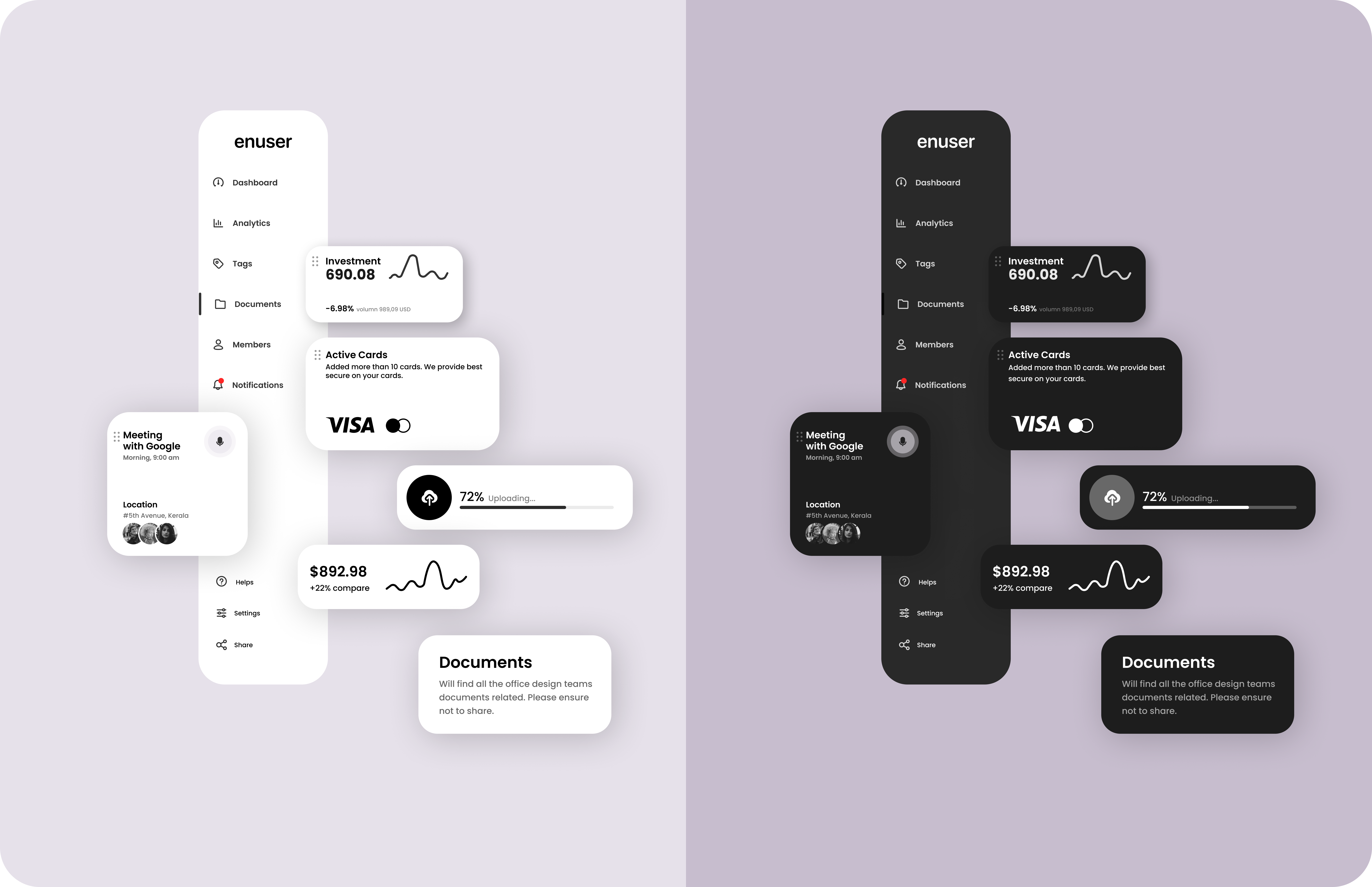 Dashboard Design | Light & Dark Mode 3d ui