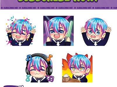 Custom Chibi Boy Glasses Twitch Emotes By Hachiko boy emotes chibi emotes custom emotes cute emotes dance emotes digital art emotes for twitch human emotes hype emotes jamming emotes this is fine meme twitch emotes