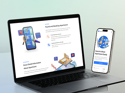 Normaland 2.0 - Apartrent - Features, Services, & Testimonials 3d illustration apartment clean customer service landing page mockup responsive mobile ui design ux design web agency web design web template website