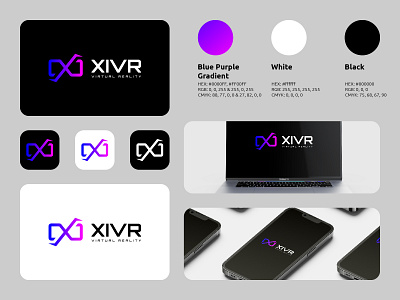 XIVR Logo branding business logo logos modern simple tech virtual reality