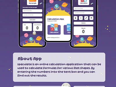 Spaculate - Android App branding calcualte calculate app design graphic design illust illustration logo math app poster poster illustration purple app space ui ui app ux vector vector planet