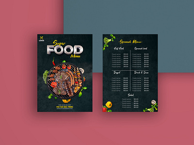 Food Menu Flyer ad design flyer design food menu food menu flyer graphic design menu design