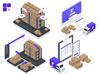 Illustration For Ordergrid.com 2d 2d design 2d icons 2d illustration 2dillustration 3pl truck warehouse website illustration