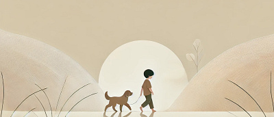 The boy & the dog illustration