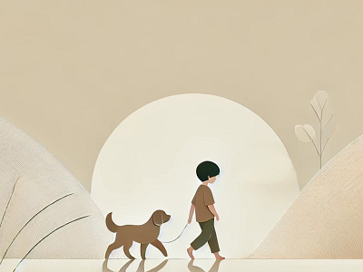 The boy & the dog illustration