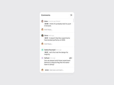 Comments 💬 app application chat chatbot clean collaboration comment conversation feedback modern product product design reply review simple social social media time timestamp web app