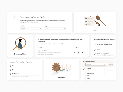 Survey Elements app app design cleanui dailyui dashboard diet dropdown figma food health healthcare illustration input medicine nutrition survey ui ux web webdesign