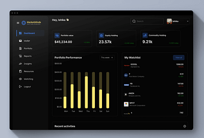 Portfolio performance dashboard darkmode dashboard portfolio trade trading ui